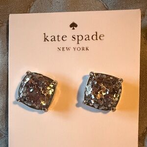 Kate Spade Silver Glitter Square Earrings